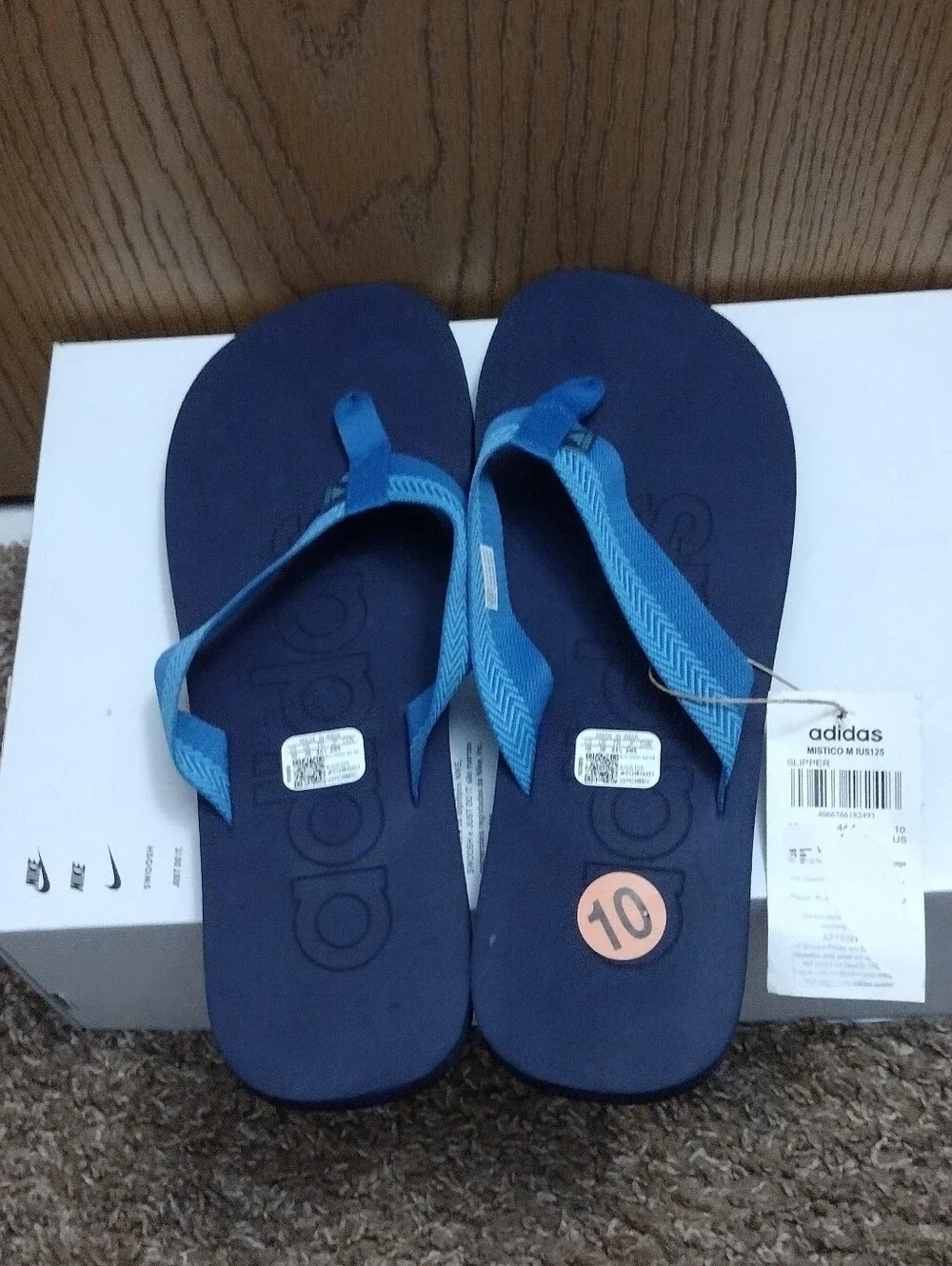 Adidas  Flip-Flops Thongs Slippers Sandals Beach Pool Shoes  Men Size 10 Blue